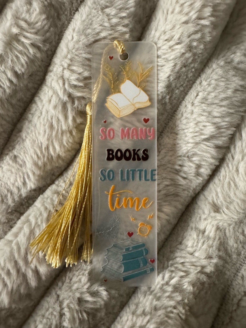 So Many Books So Little Time Gold Tassel Bookmark - Decorative Reading Accessory